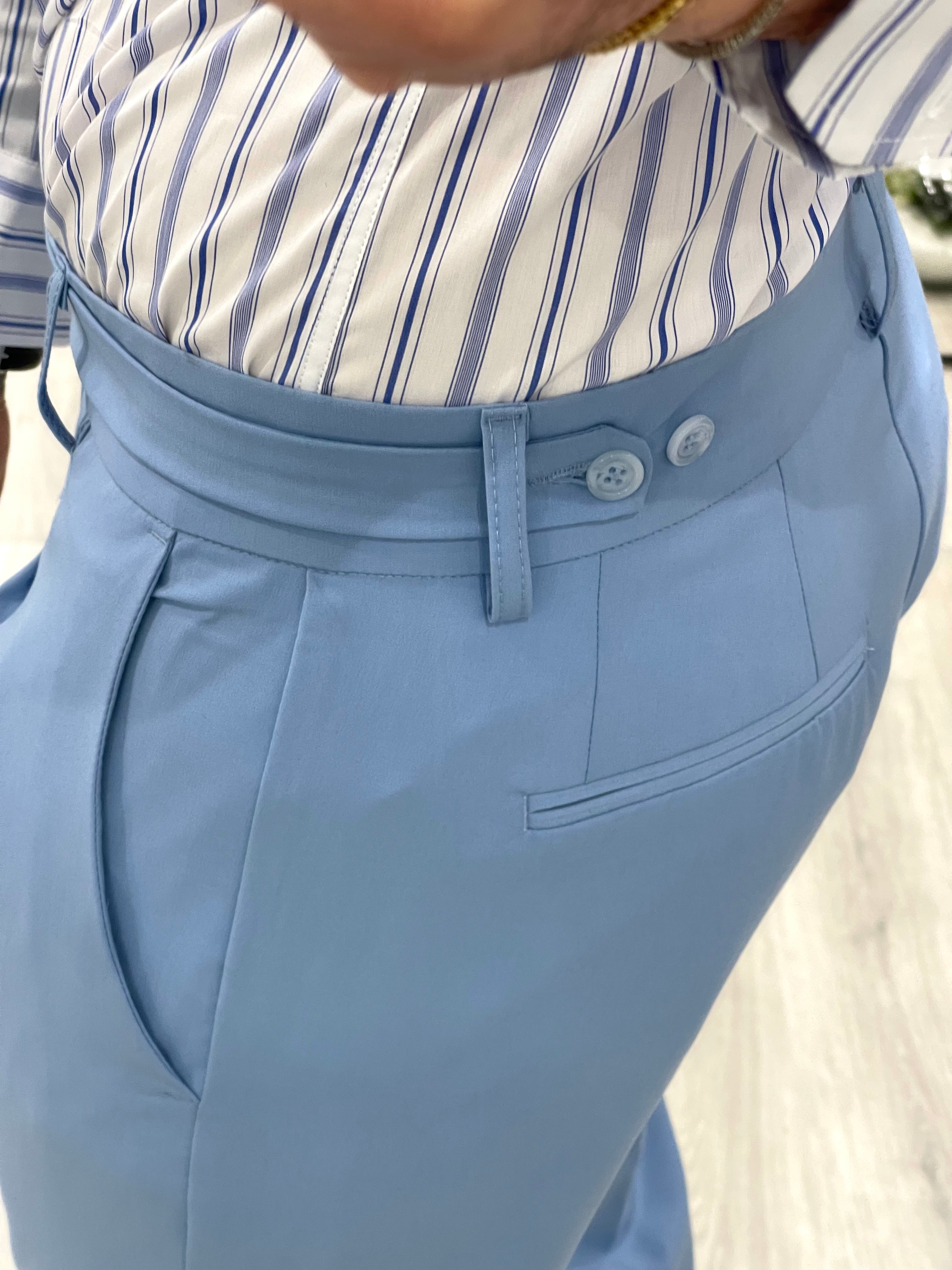 Pantalone sartoriale PARIS con fascione laterale e doppio bottone