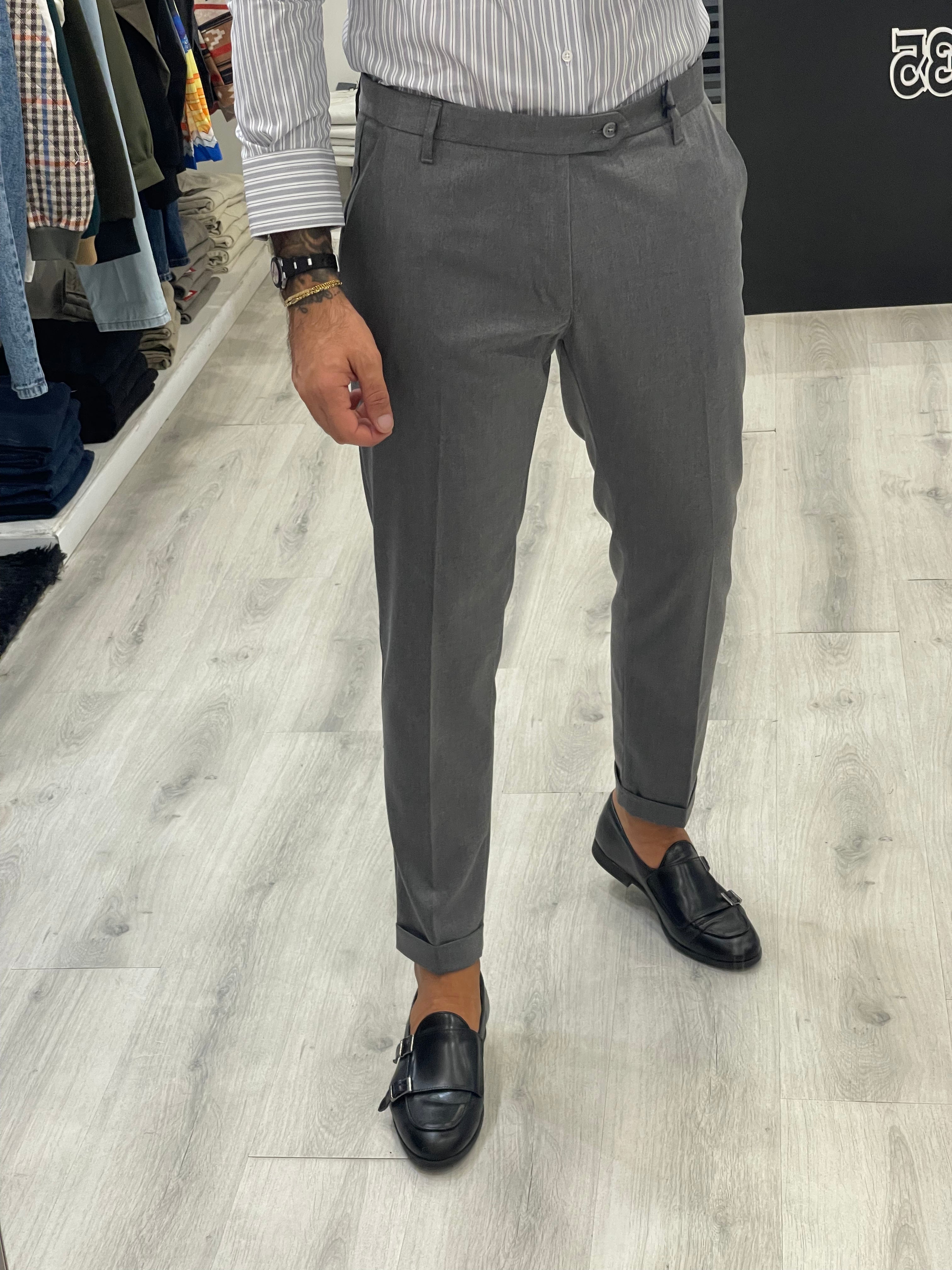 Pantalone sartoriale fascia 5 cm - grigio