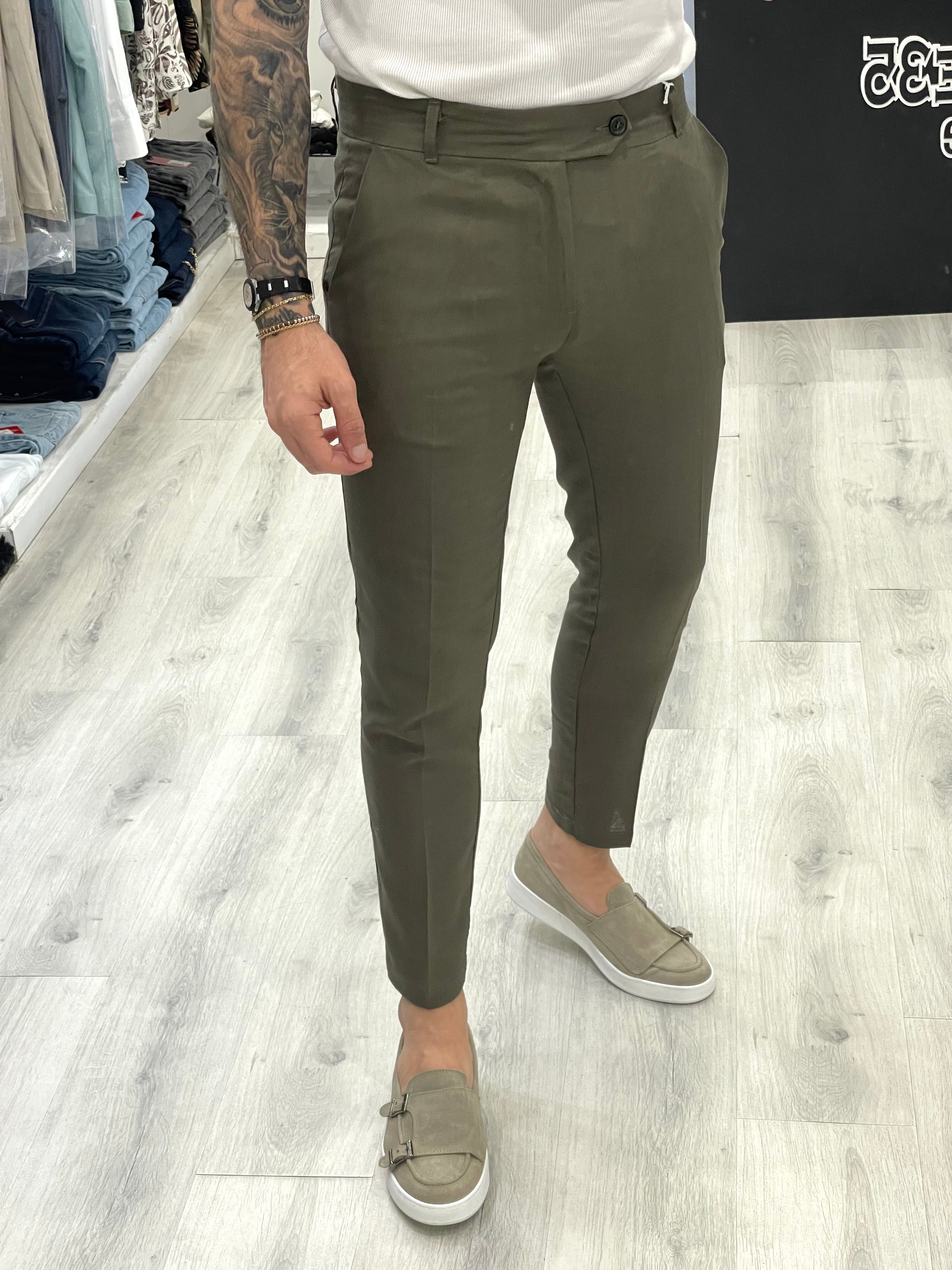 Pantalone fascia 5 cm in 100% Lino Sartoriale- Militare