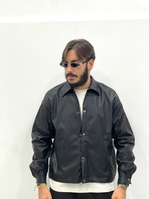 Jacket in ecopelle italiana con bottoni a ciappa