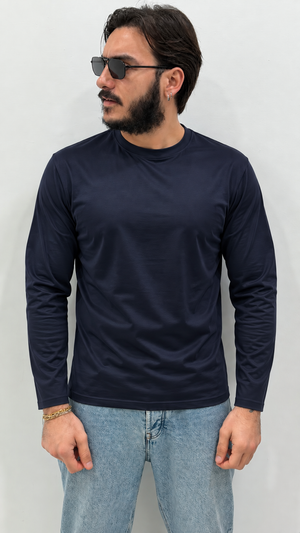 Maglia in cotone modal slimfit manica lunga