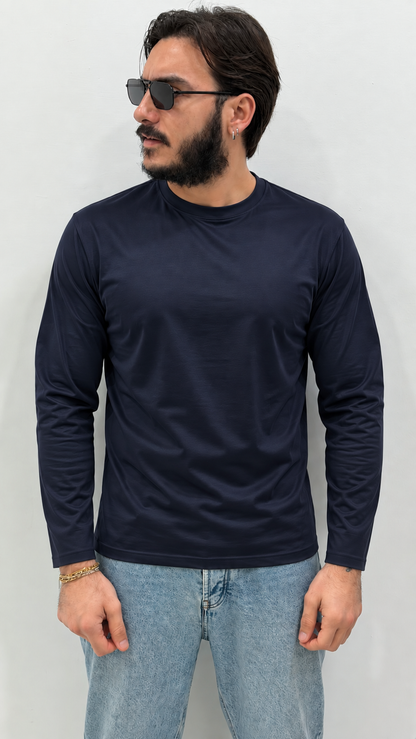 Maglia in cotone modal slimfit manica lunga