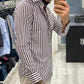 Camicia Sartoriale rigata 100% Cotone - Riga media porpora