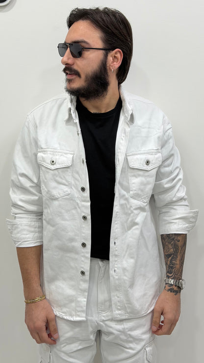 Camicione in jeans bianco