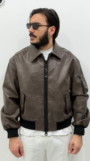 Jacket in ecopelle - BROWN