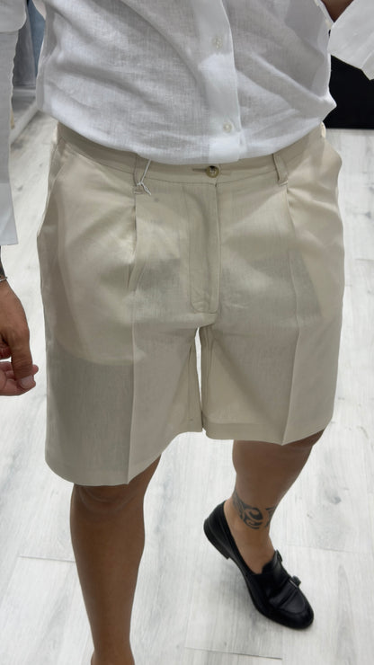 Bermuda Sartoriale in Lino con pence
