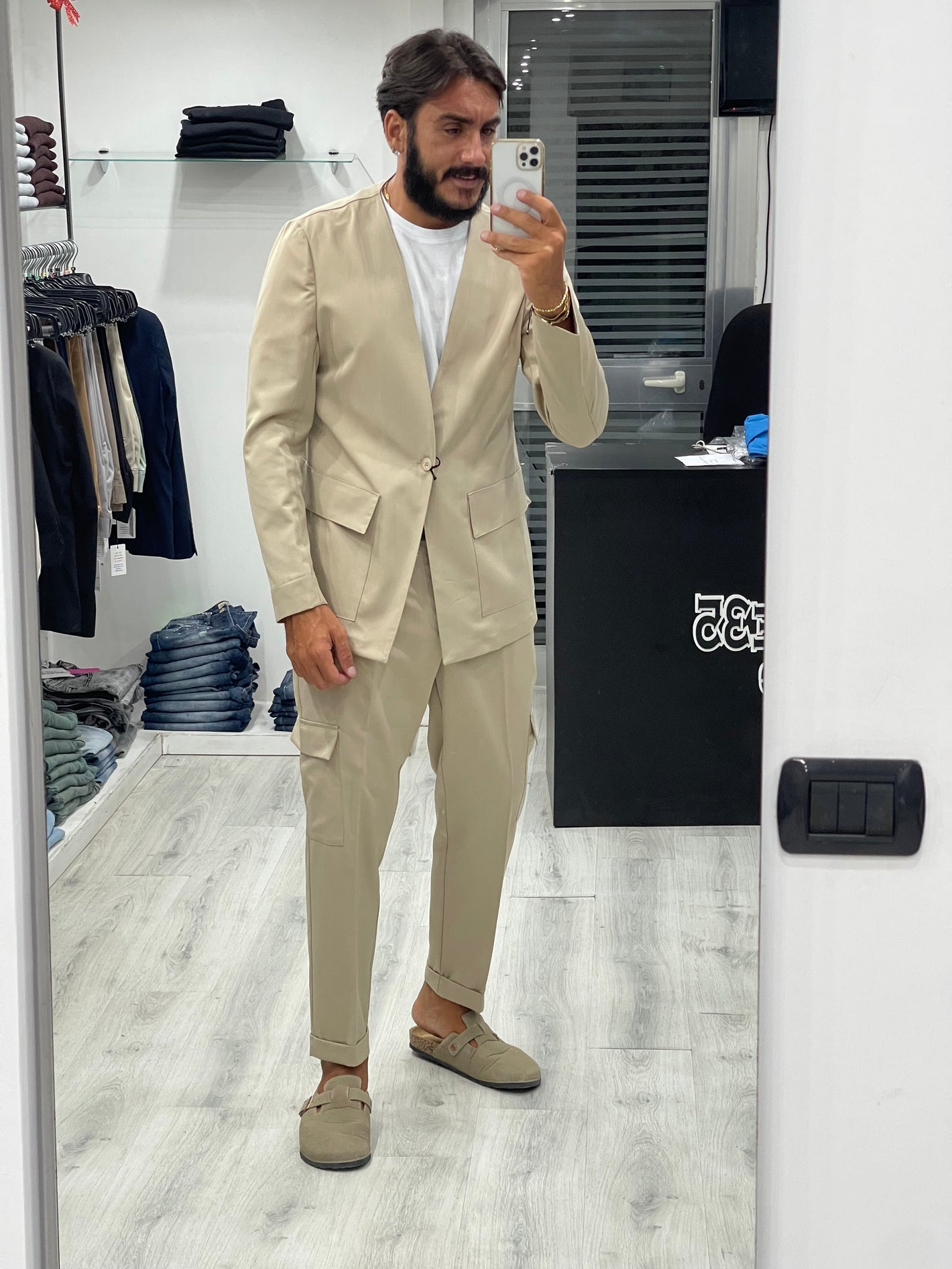 Coordinato DUBAI con collo coreano e pantalone cargo con tasconi