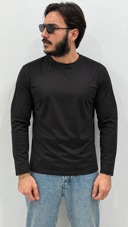 Maglia in cotone modal slimfit manica lunga
