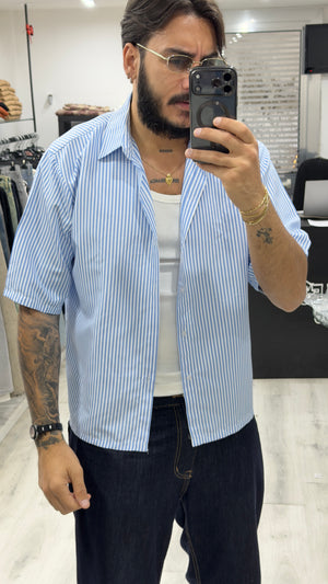 Camicia mezzamanica rigata