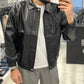 Jacket in pelle anni 80 con collo e cerniera a scomparsa