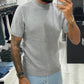 T shirt a costine mezzo collo