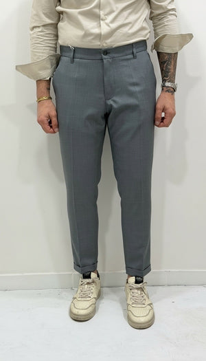 Pantalone sartoriale con mezzo elastico e risvolto fisso - qualità premium