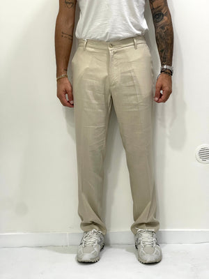 Pantalone 100% Lino Fondo Ampio 23cm