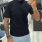 T shirt a costine mezzo collo