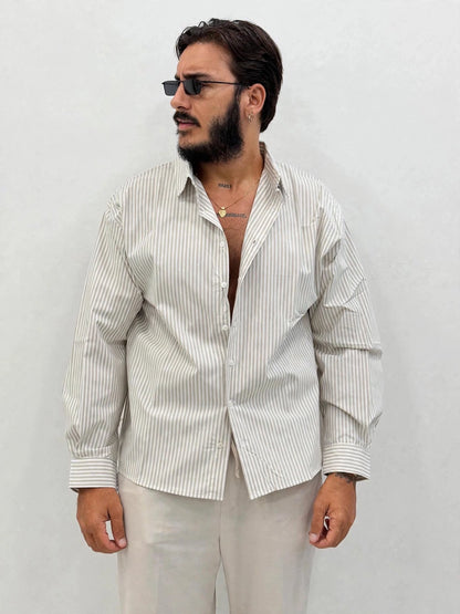 Camicia PATCH riga beige