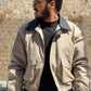 Bomberino con collo in ecopelle a contrasto -BEIGE