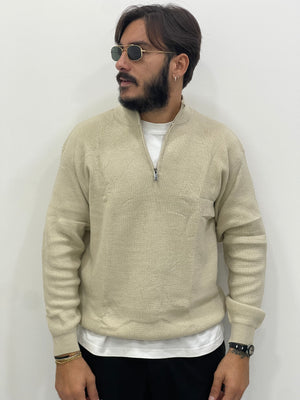 Maglione COLD in lana e mezza zip