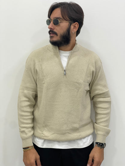 Maglione COLD in lana e mezza zip