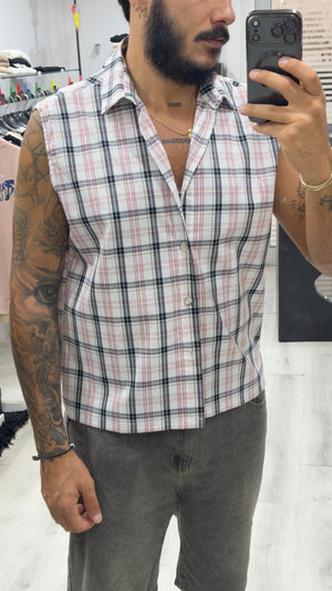 Camicia smanicata a quadri