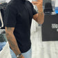 T shirt a costine mezzo collo