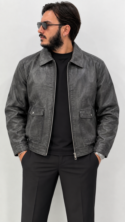 Veste en similicuir - Marbre
