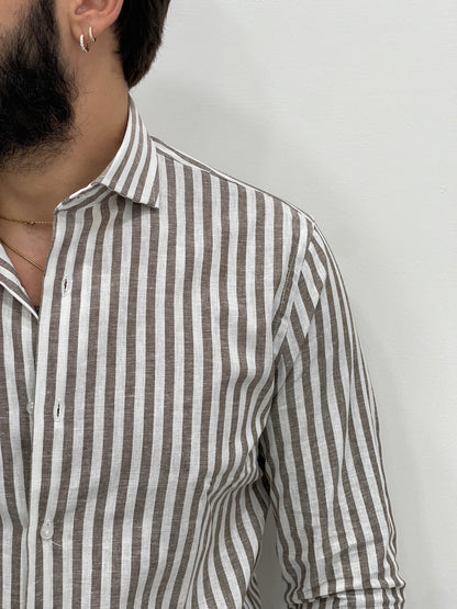 Camisa 100% Lino - Raya mediana TULUM