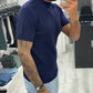 T shirt a costine mezzo collo