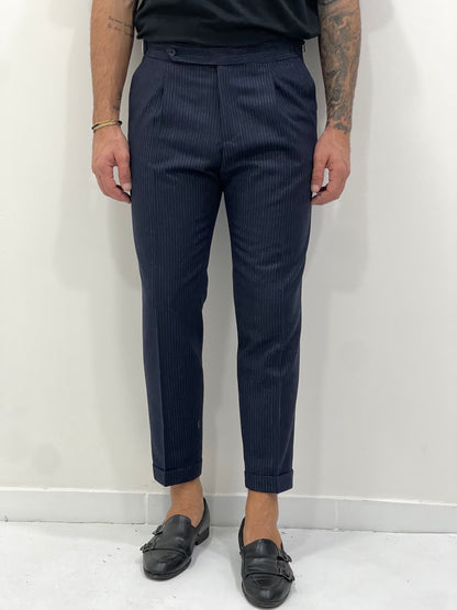 Pantalone sartoriale RIGATO VINCENT in lana flanellata