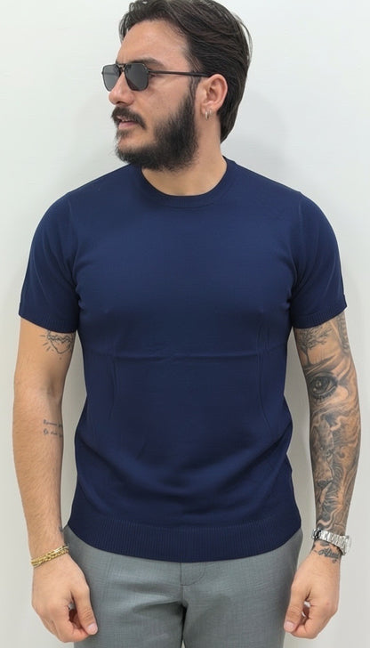 Camiseta de hilo con cuello redondo