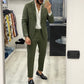 Abito monopetto in Lino - Verde militare