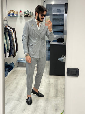 Abito rigato MIAMI - Grigio