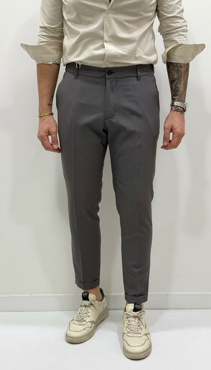Pantalone sartoriale PREMIUM con mezzo elastico e risvolto fisso - qualità premium