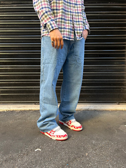 Jean baggy couleur armée délavé