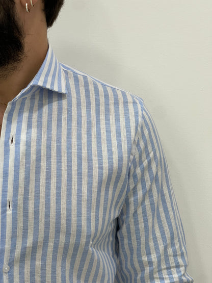 Camisa 100% Lino - Raya mediana TULUM