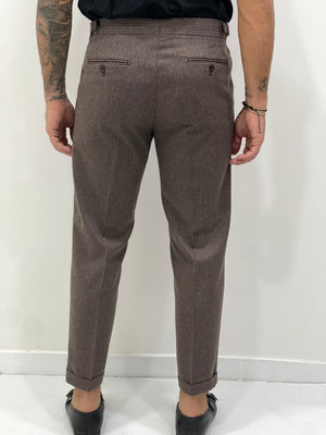 Pantalone sartoriale RIGATO VINCENT in lana flanellata