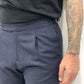 Pantalone sartoriale RIGATO VINCENT in lana flanellata