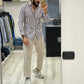 Camicia Sartoriale rigata 100% Cotone - Riga media porpora