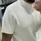 T shirt a costine mezzo collo