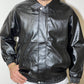 Jacket in pelle anni 80 con collo e cerniera a scomparsa