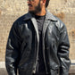 Jacket in ecopelle con collo in jeans