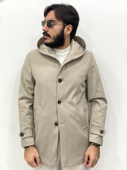 Trench impermeabile tessuto tecnico doppio e interno foderato