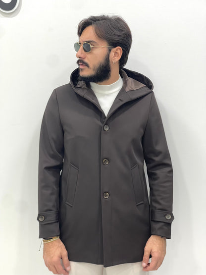 Trench impermeabile tessuto tecnico doppio e interno foderato