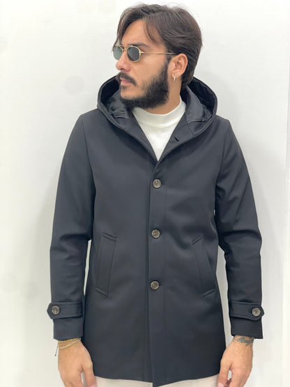 Trench impermeabile tessuto tecnico doppio e interno foderato