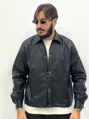 Jacket in ecopelle italiana con bottoni a ciappa