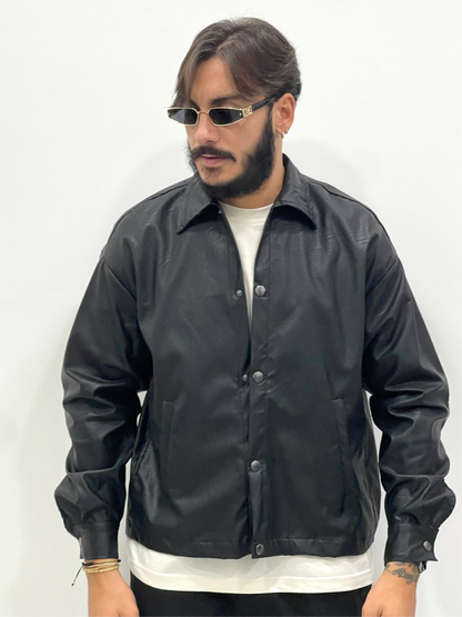 Jacket in ecopelle italiana con bottoni a ciappa