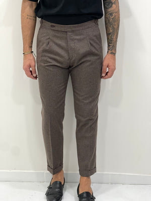 Pantalone sartoriale RIGATO VINCENT in lana flanellata