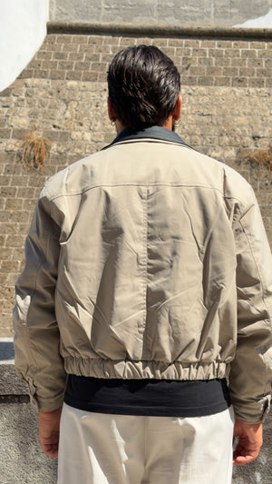 Bomberino con collo in ecopelle a contrasto -BEIGE