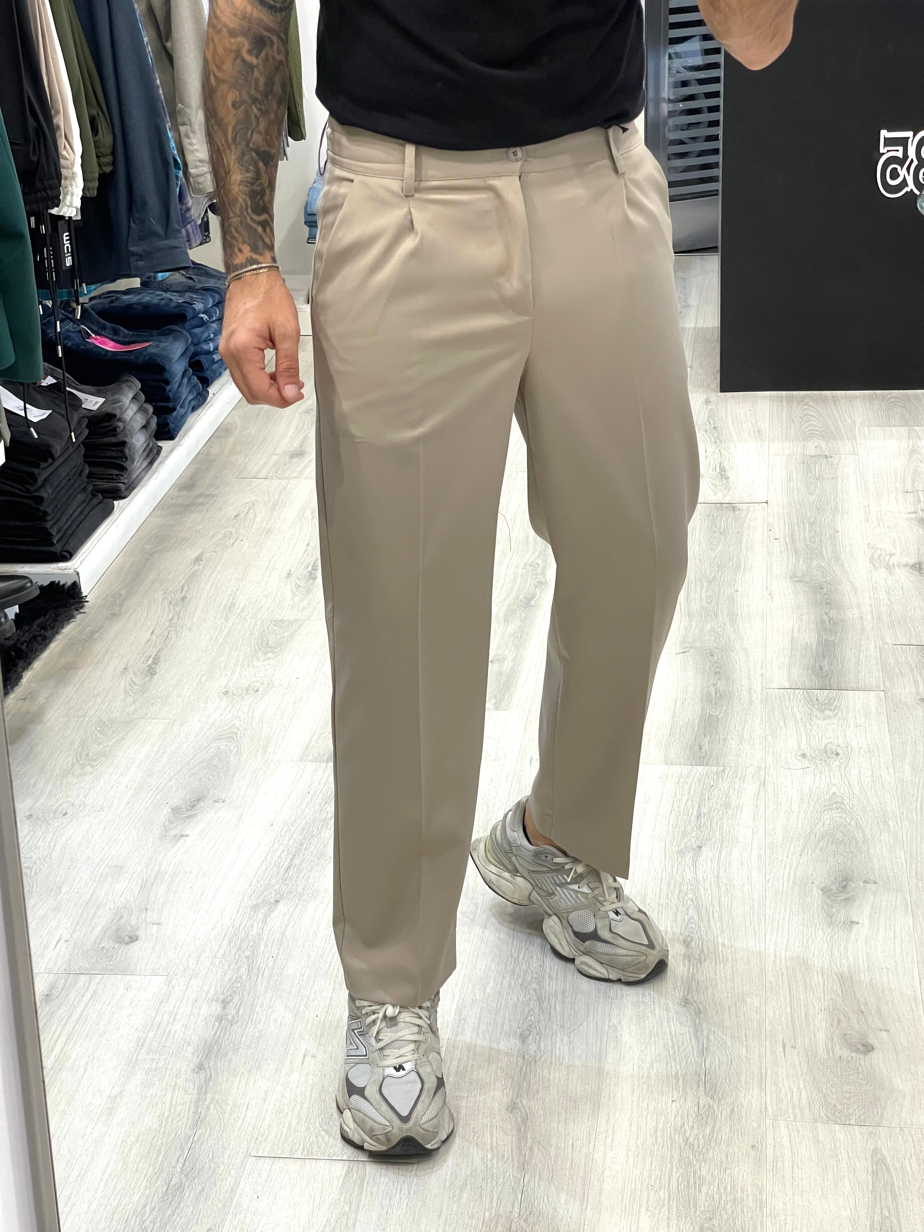 Pantalone sartoriale in cotone fondo largo