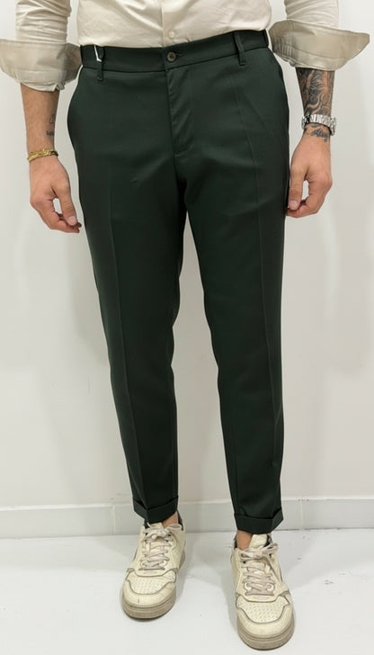Pantalone sartoriale PREMIUM con mezzo elastico e risvolto fisso - qualità premium