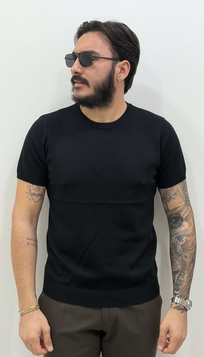Camiseta de hilo con cuello redondo